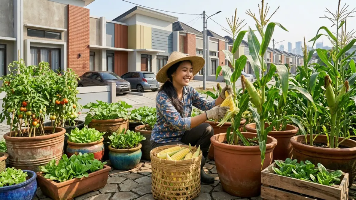 Jagung manis di pot berisiko ompong jika penyerbukan kurang optimal. Simak cara penyerbukan manual, waktu terbaik, dan tanda keberhasilannya. (Gemini AI)