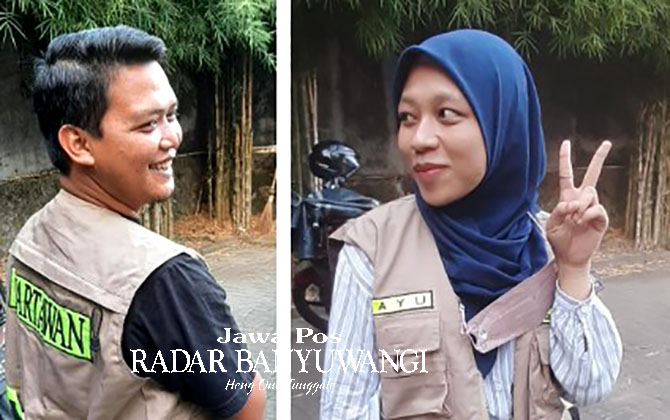 FUNGSIONAL: Wartawan mengenakan rompi yang bisa memuat banyak peralatan jurnalistik (kiri). Wartawati mengenakan rompi untuk tugas peliputan di lapangan agar mudah terlihat. (Gareta Wardani/Radar Banyuwangi)
