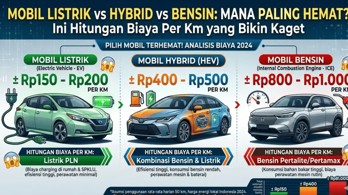 Mobil Listrik vs Hybrid vs Bensin: Mana Paling Hemat? Ini Hitungan Biaya Per Km yang Bikin Kaget