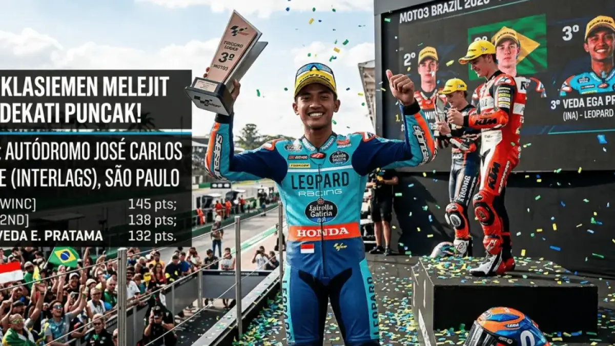 Hasil Moto3 Brazil 2026: Veda Ega Pratama Podium Ketiga, Klasemen Melejit Dekati Puncak!