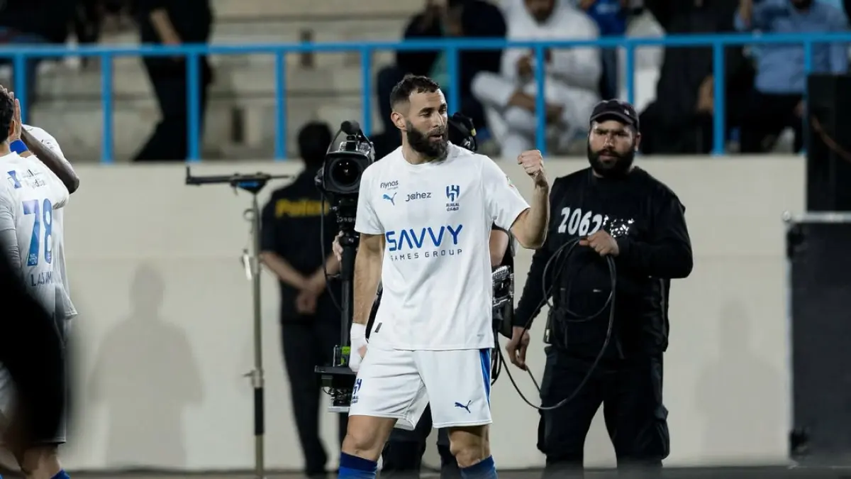 Selebrasi Karim Benzema.