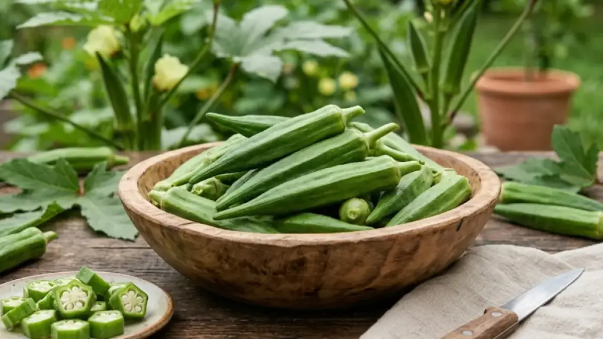 ilustrasi sayuran okra
