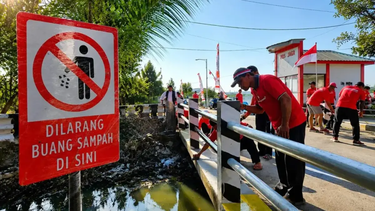 BERHIAS : Warga Dusun Banyutami, Desa Banyuwangi bersama PT Freeport Indonesia menata lingkungan agar bersih dan asri. Foto : Firman/Radar Gresik