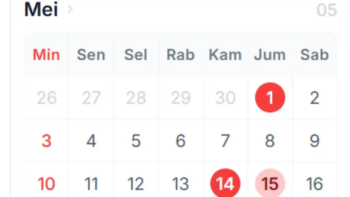 Kalender Mei 2026 