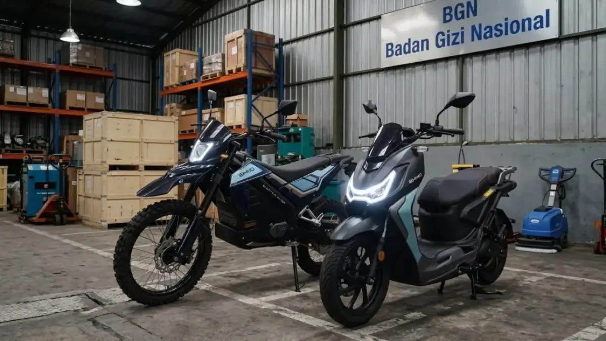 Ilustrasi motor listrik Emmo yang bakal jadi armada Badan Gizi Nasional. (foto: AI)