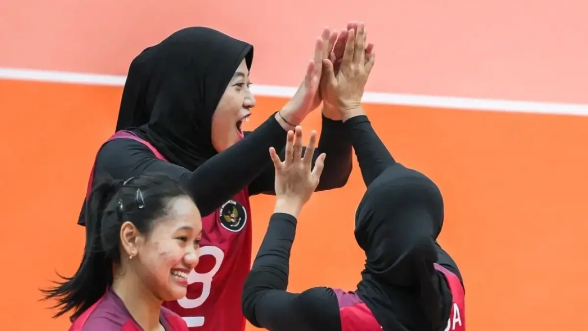 Timnas voli putri Indonesia saat beraksi di SEA Games 2025 Bangkok.