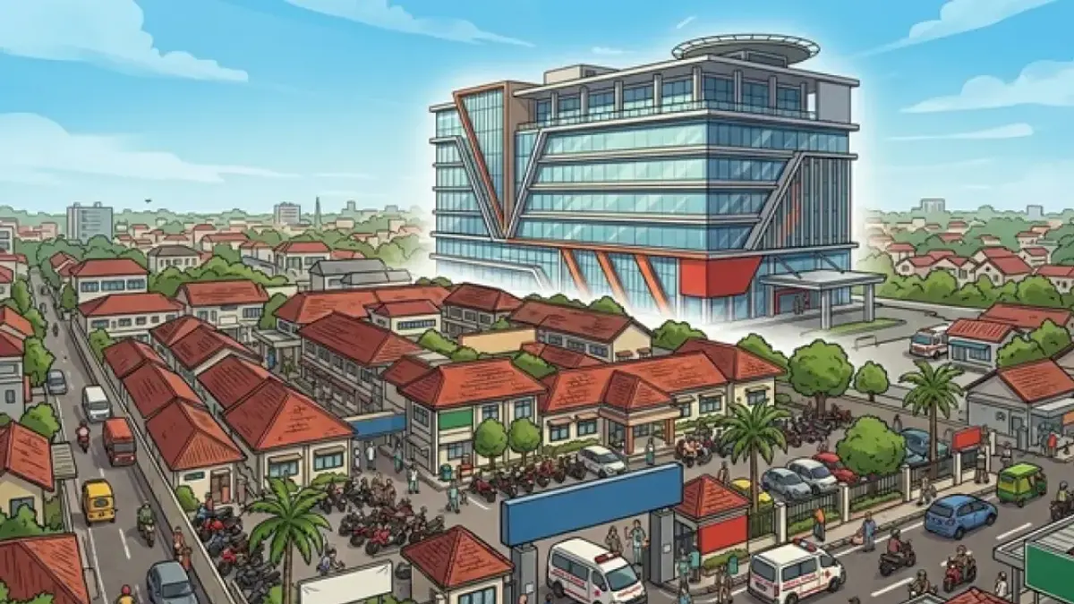 Ilustrasi proyek gedung 10 lantai RSUD Jombang. (Ainul Hafidz/AI/Radar Jombang)