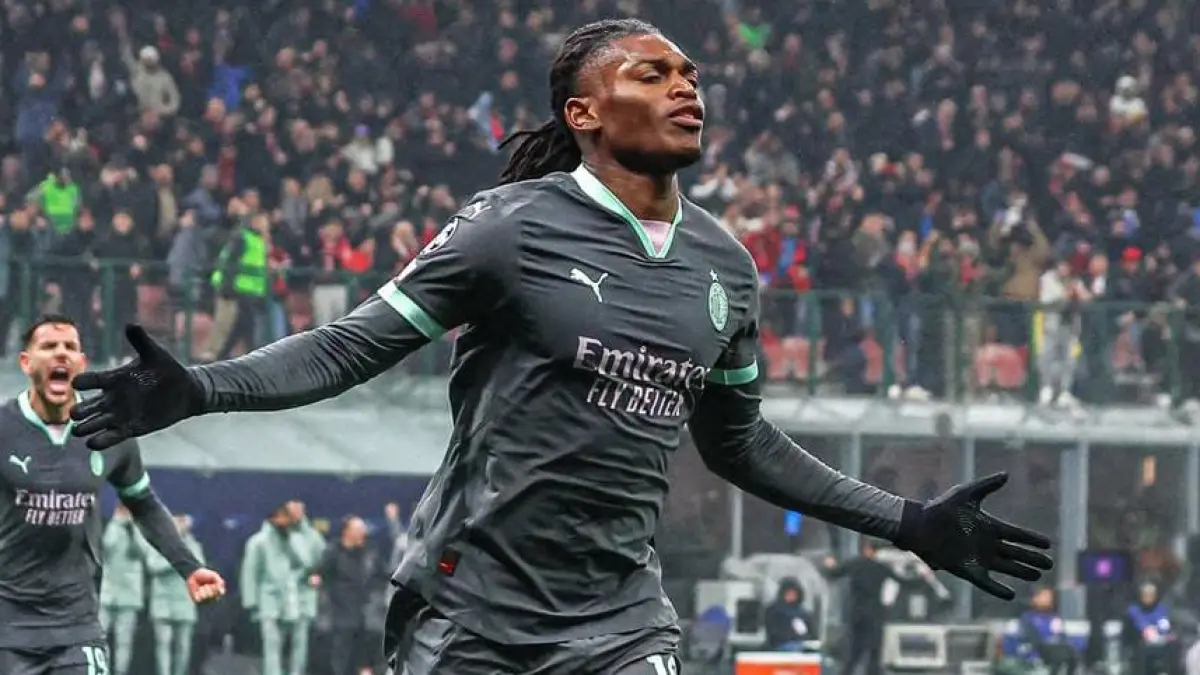 Selebrasi Rafael Leao setelah mencetak gol saat lawan Girona.