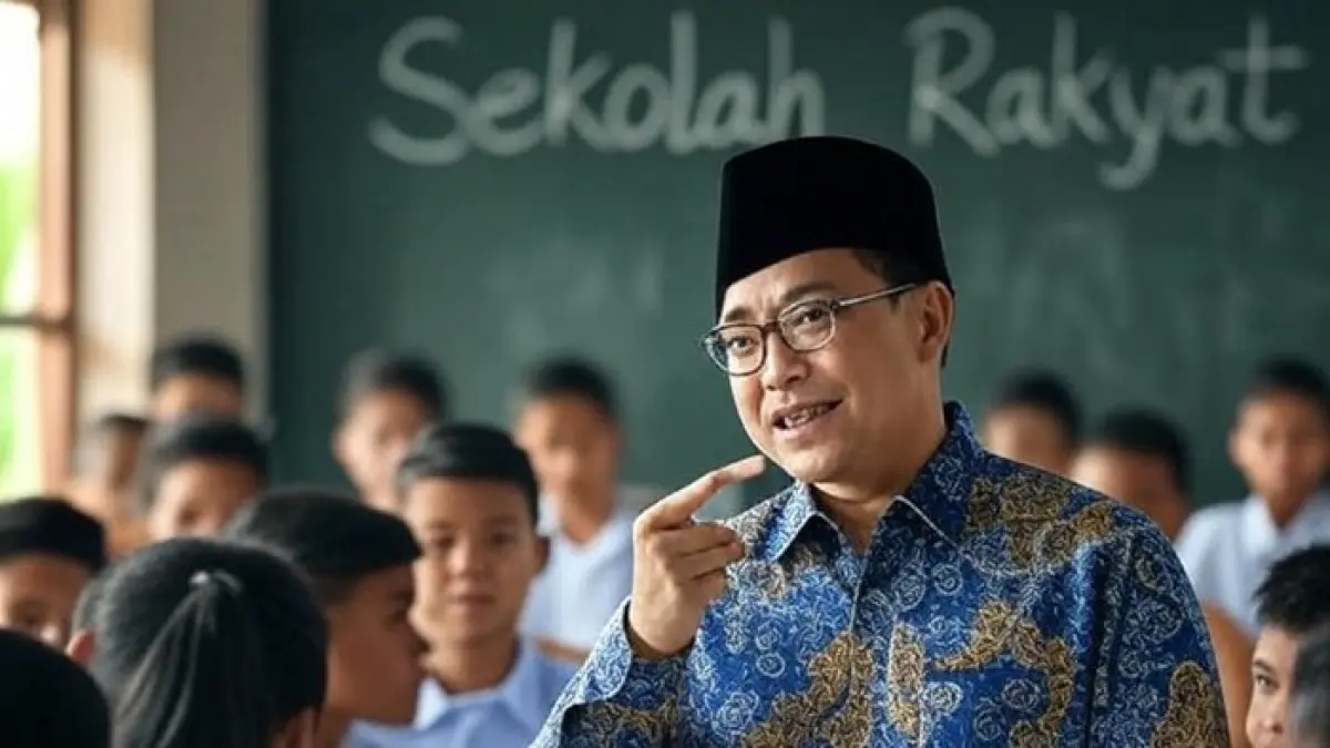 Ilustrasi guru dan siswa Sekolah Rakyat. (Ainul Hafidz/AI/Radar Jombang)