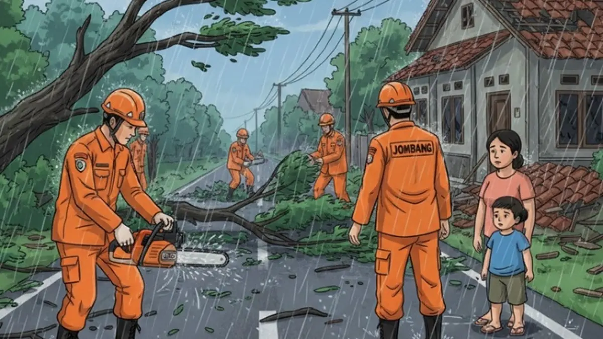 Ilustrasi angin kencang. (Ainul Hafidz/AI/Radar Jombang)