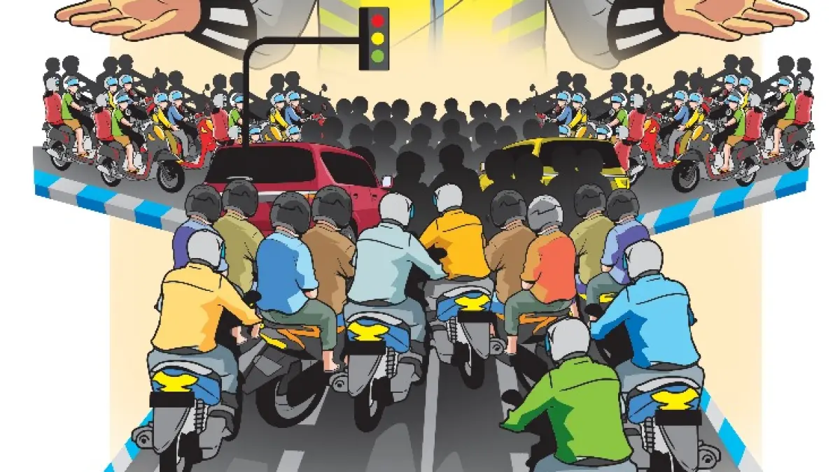 Ilustrasi suasana macet di Simpang Empat Jalan Veteran