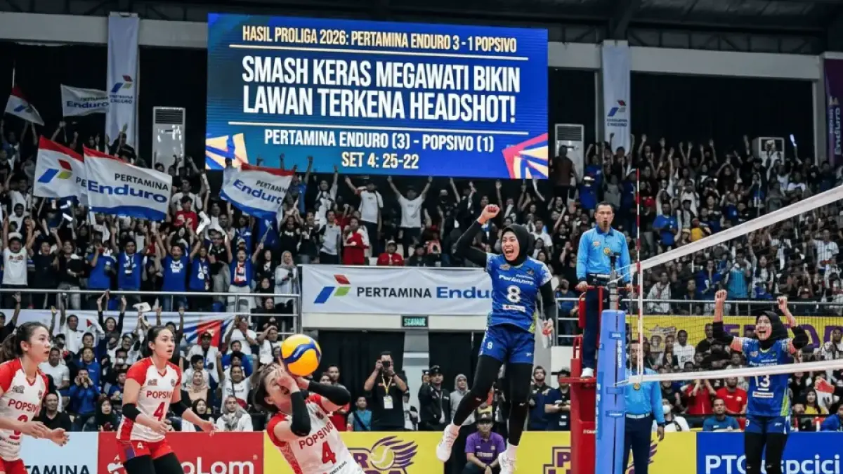 Hasil Proliga 2026: Smash Keras Megawati Bikin Lawan Terkena Headshot, Pertamina Enduro Tumbangkan Popsivo 3-1! (gemini ai)