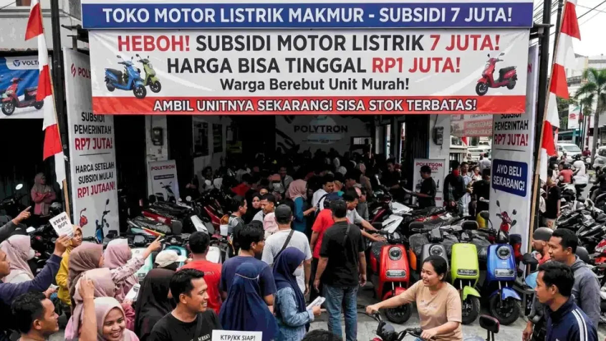 Heboh Subsidi Motor Listrik 7 Juta! Harga Bisa Tinggal Rp1 Juta, Warga Berebut Unit Murah di Toko Ini