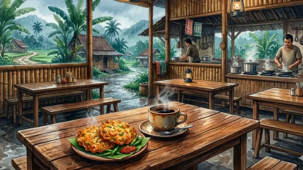 Ilustrasi puisi Tak Pernah Cukup Syariful Hidayat. (Ijal/GeminiAI)