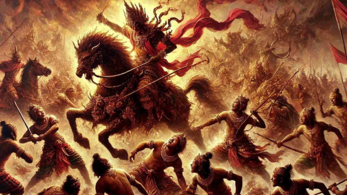 Ilustrasi lakon wayang Sengkuni Gugur