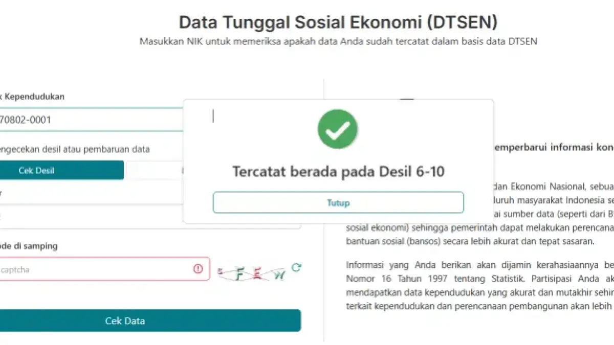Desil 6-10 bisa dapat bansos?