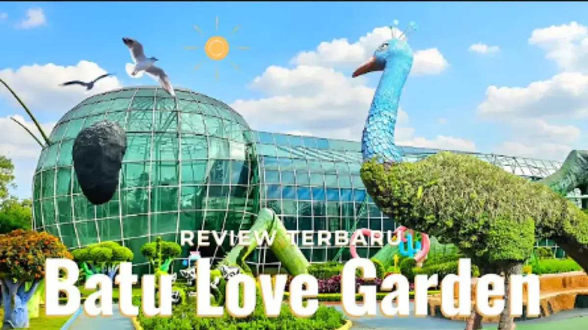 Batu Love Garden di Kota Batu menawarkan taman bunga, edukasi tanaman, greenhouse, waterplay, wahana anak, dan area hewan.