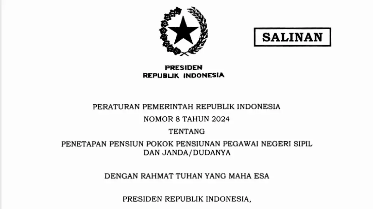 Peraturan Pemerintah Nomor 8 Tahun 2024 tentang gaji pensiunan PNS