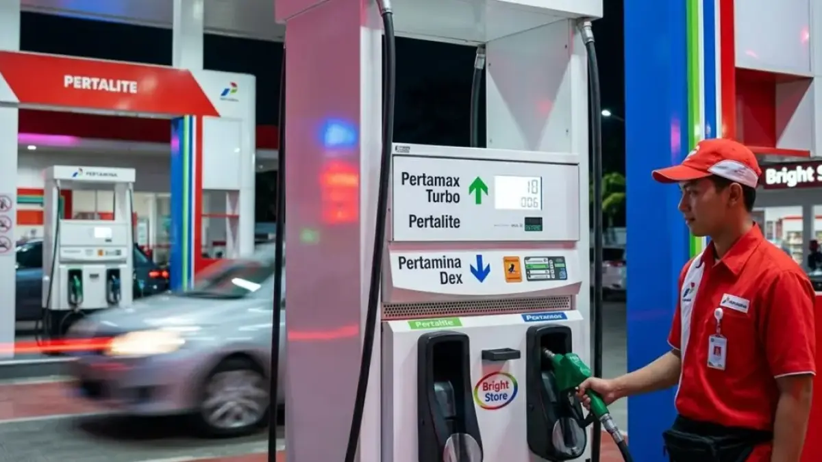 Pengumuman resmi mengenai kebijakan penyesuaian tarif di mana harga BBM Pertamina per 1 Juni Pertamax Turbo naik Dex series turun mulai diberlakukan untuk jaringan stasiun pengisian di seluruh Indonesia. (ai/rifki/halojember)