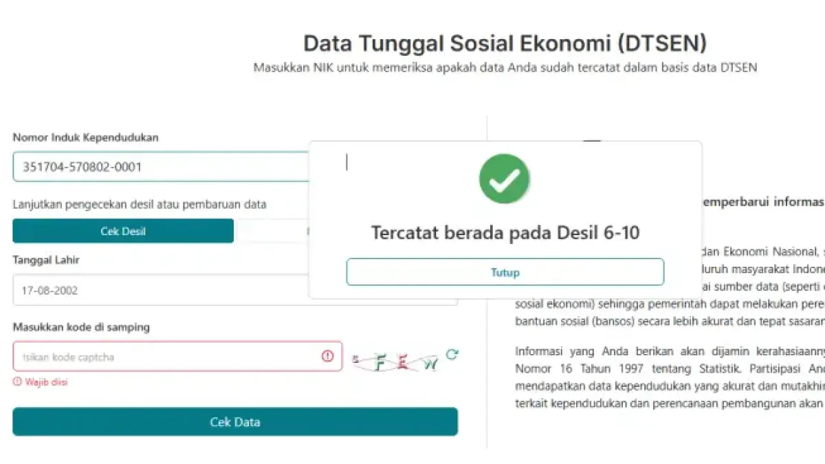 Cek Desil DTSEN di dtsen-form.bps.go.id
