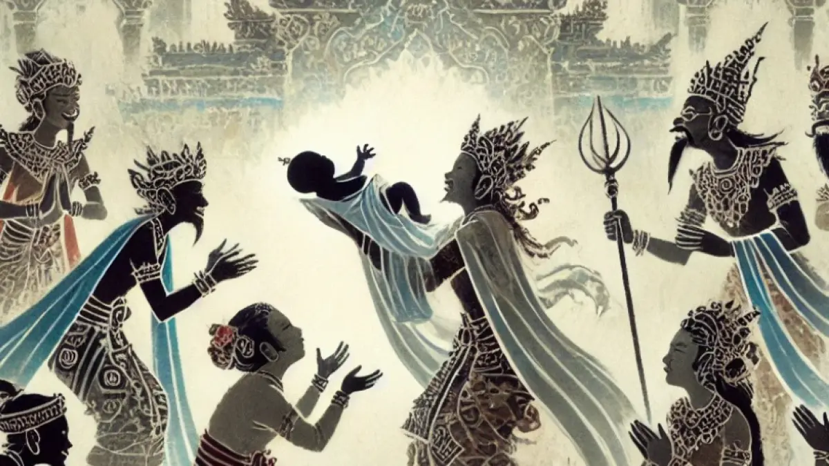 Ilustrasi kelahiran Abimanyu, sang putra Arjuna (AI GENERATED/RADAR MADIUN)