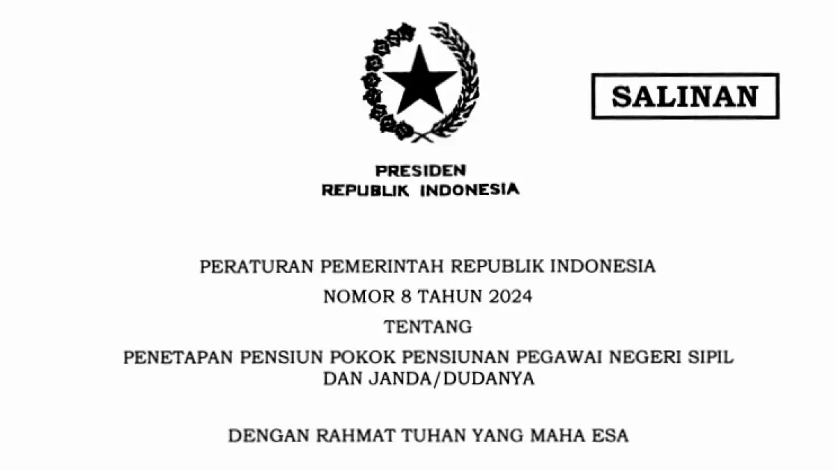 Peraturan Pemerintah Nomor 8 Tahun 2024 tentang gaji pensiunan PNS