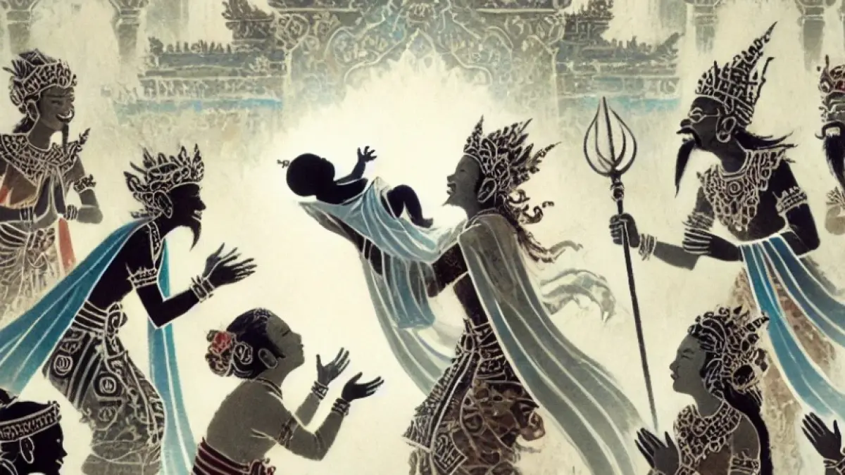 Ilustrasi kelahiran Abimanyu, sang putra Arjuna (AI GENERATED/RADAR MADIUN)