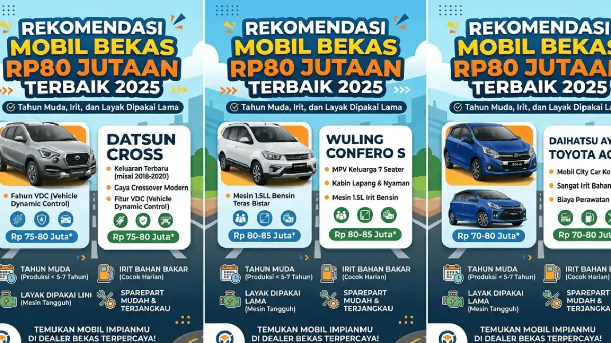 Rekomendasi Mobil Bekas Rp80 Jutaan Terbaik 2025: Dari Datsun Cross hingga Confero, Tahun Muda, Irit, dan Layak Dipakai Lama