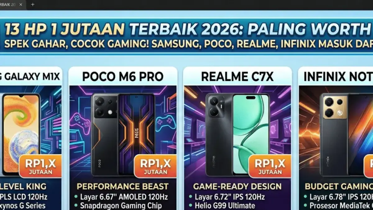 13 HP 1 Jutaan Terbaik 2026 yang Paling Worth It, Spek Gahar dan Cocok Gaming! Samsung, Poco, Realme hingga Infinix Masuk Daftar