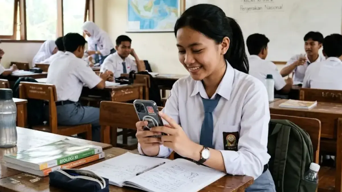 ilustrasi pelajar paqkai hp