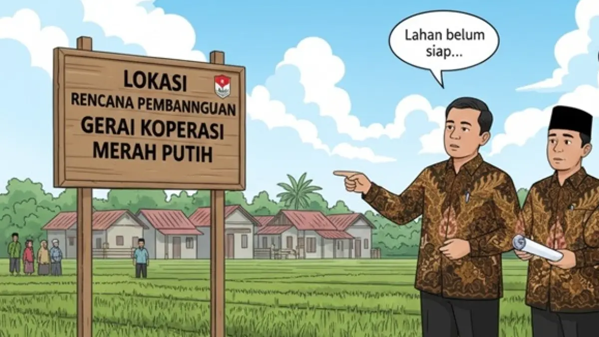 Ilustrasi lahan untuk gerai Kopdes Merah Putih. (Ainul Hafidz/AI/Radar Jombang)