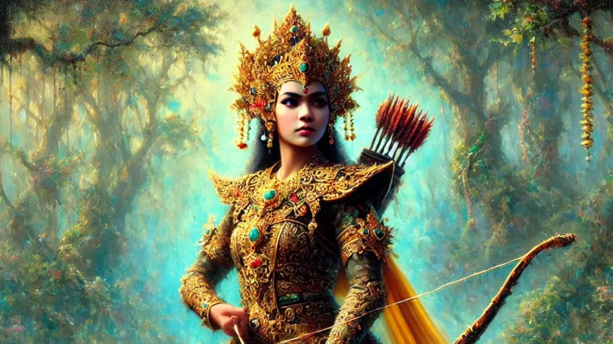 Ilustrasi Srikandi, tokoh wayang populer. (AI GENERATED/RADAR MADIUN)