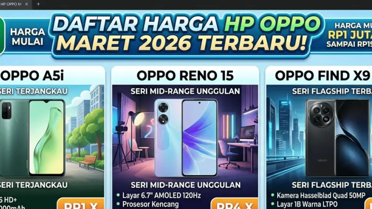Daftar Harga HP Oppo Maret 2026 Terbaru! Mulai Rp1 Jutaan sampai Rp19 Juta, Cek Oppo A5i, Reno 15 hingga Find X9 Pro