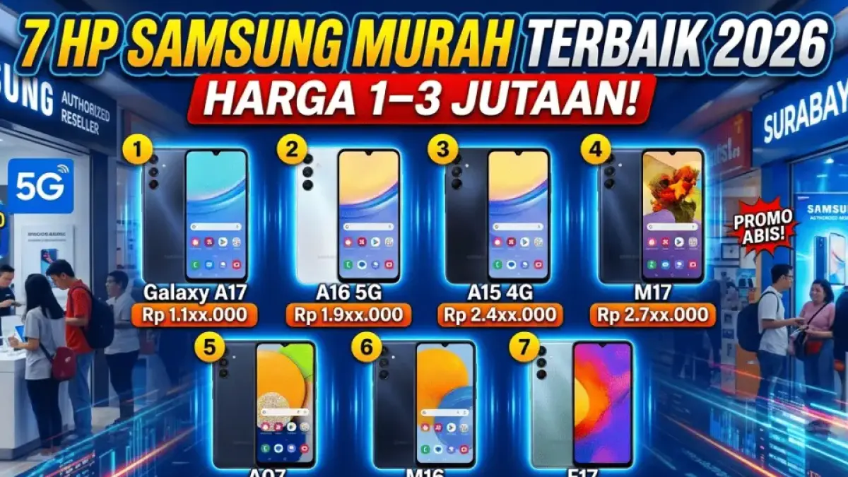 7 HP Samsung Murah Terbaik 2026 Harga 1–3 Jutaan: Spek Gahar, Kamera OIS, dan Tahan Lama! (gemini ai)