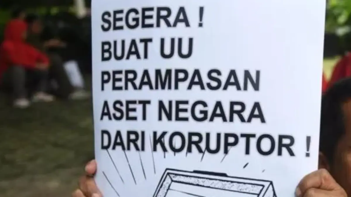 Ilustrasi aksi demonstrasi demonstrasi mendesak pemerintah dan DPR membahas RUU Perampasan Aset.