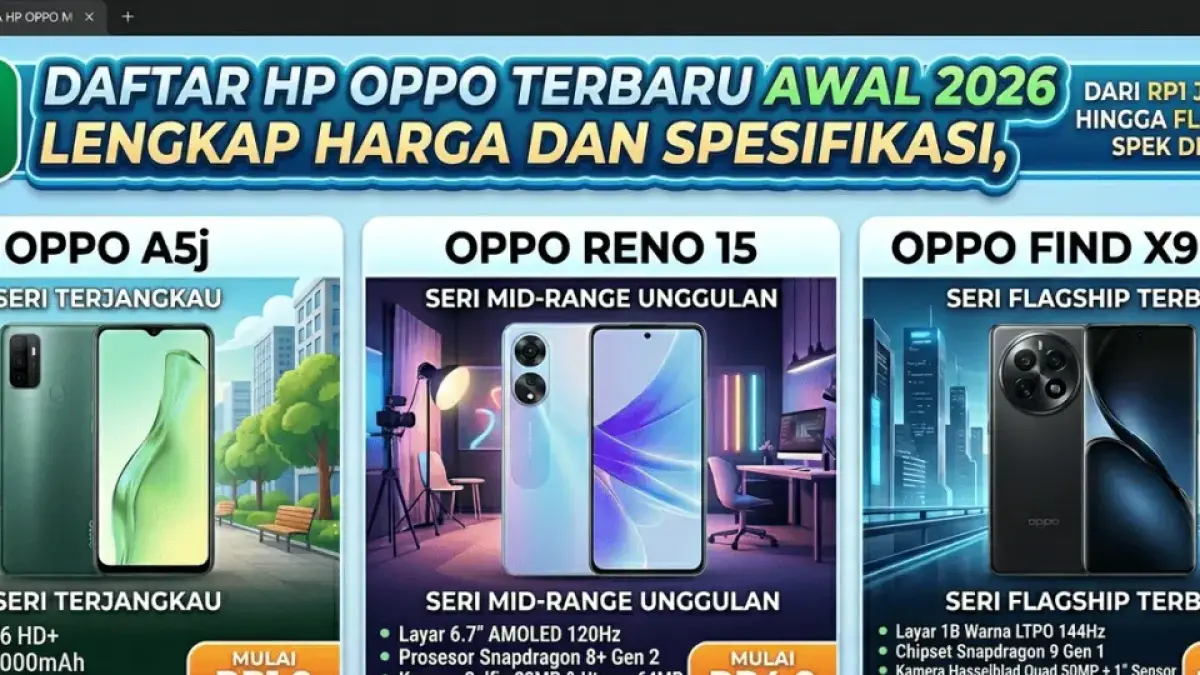 Daftar HP Oppo Terbaru Awal 2026 Lengkap Harga dan Spesifikasi, dari Rp1 Jutaan hingga Flagship Spek Dewa
