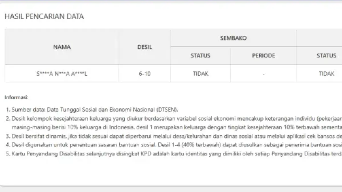 Cek Desil DTSEN lewat Hp