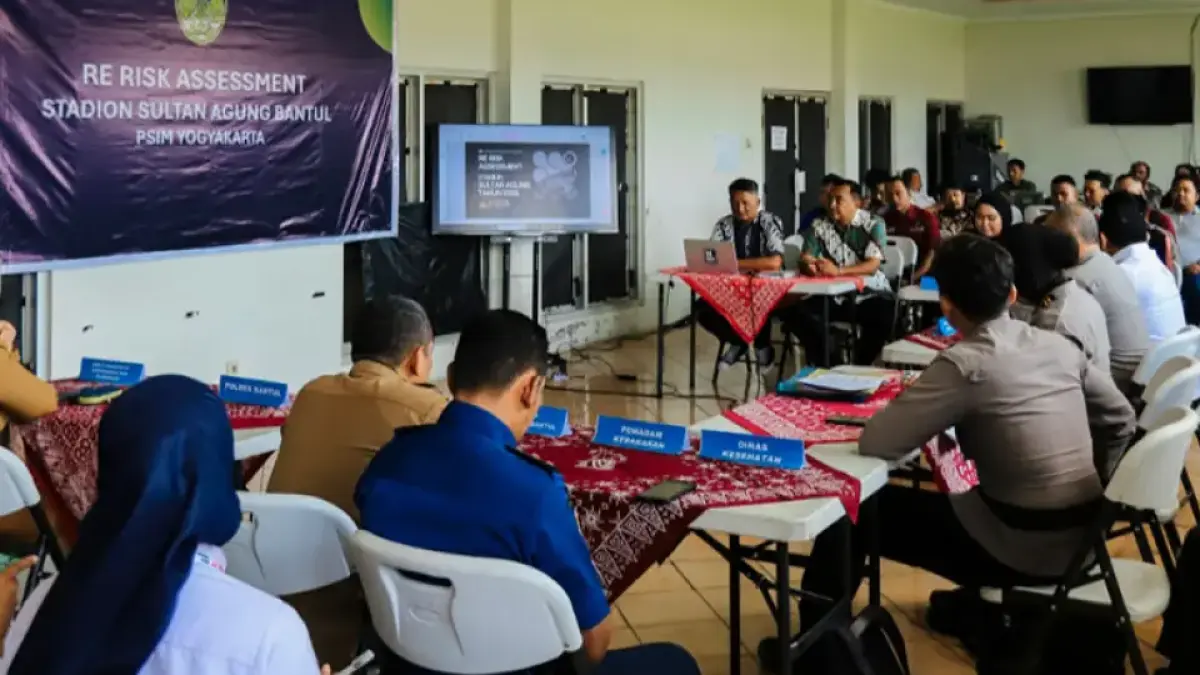 BAIK: Risk Assessment yang dilakukan untuk memastikan kelayakan SSA Bantul agar bisa digunakan PSIM Jogja di BRI Super League 2026/2027. Dok. PSIM Jogja&nbsp;
