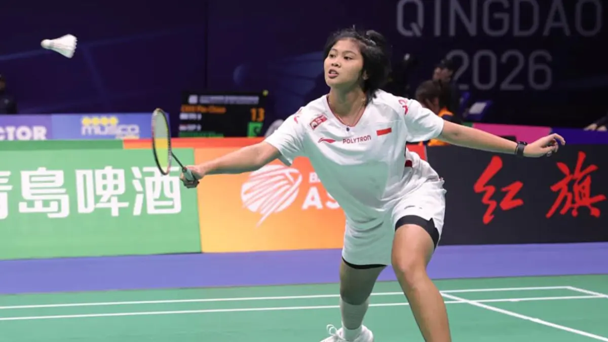 Aksi pebulu tangkis tunggal putri Indonesia Thalita Wiryawan. (PBSI)